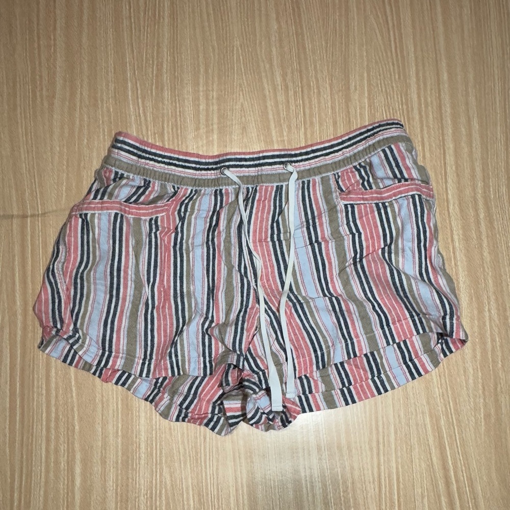 GAP Striped Pull On Linen Blend Shorts Size L